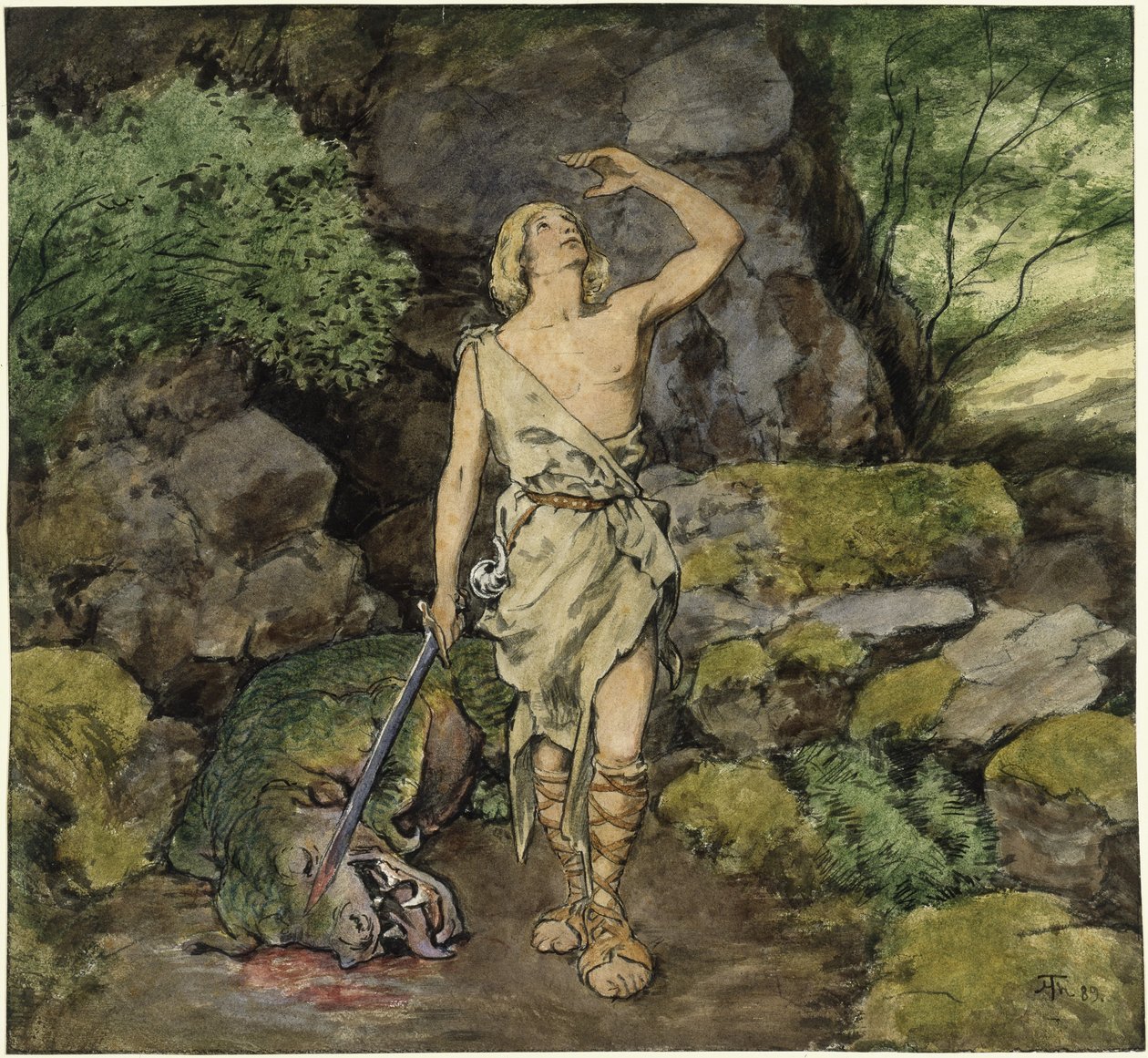 Siegfried with the Slain Dragon by Hans Thoma