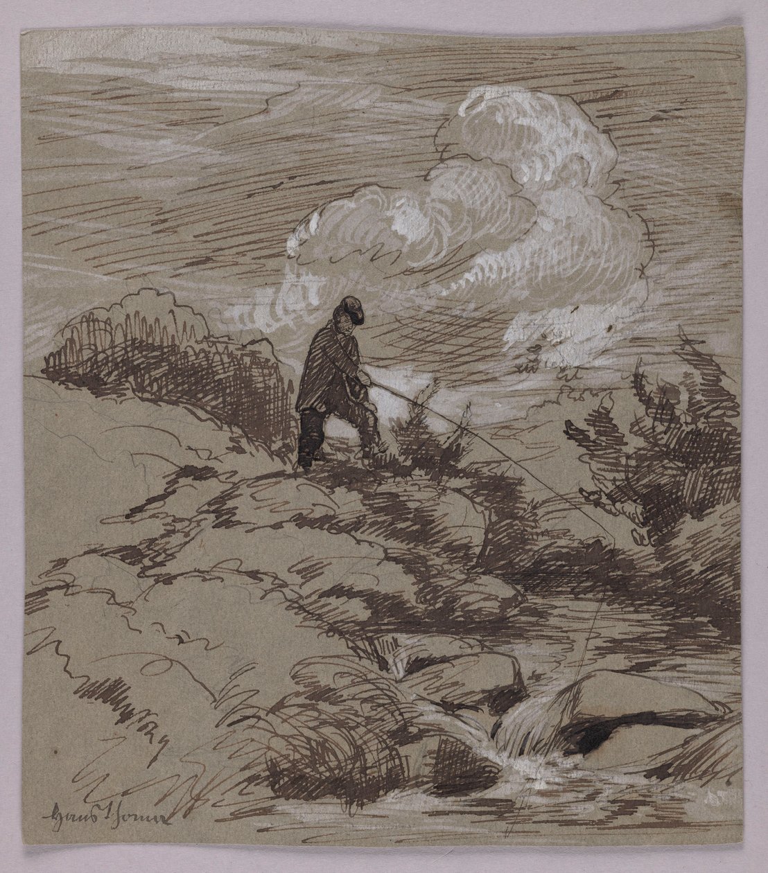 Angler by the Stream by Hans Thoma
