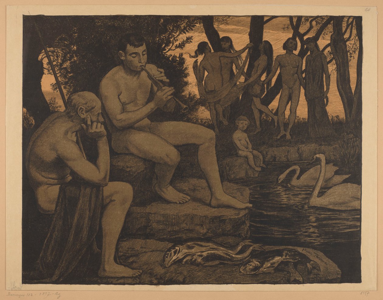 Evening (Forest Idyll) by Hans Thoma