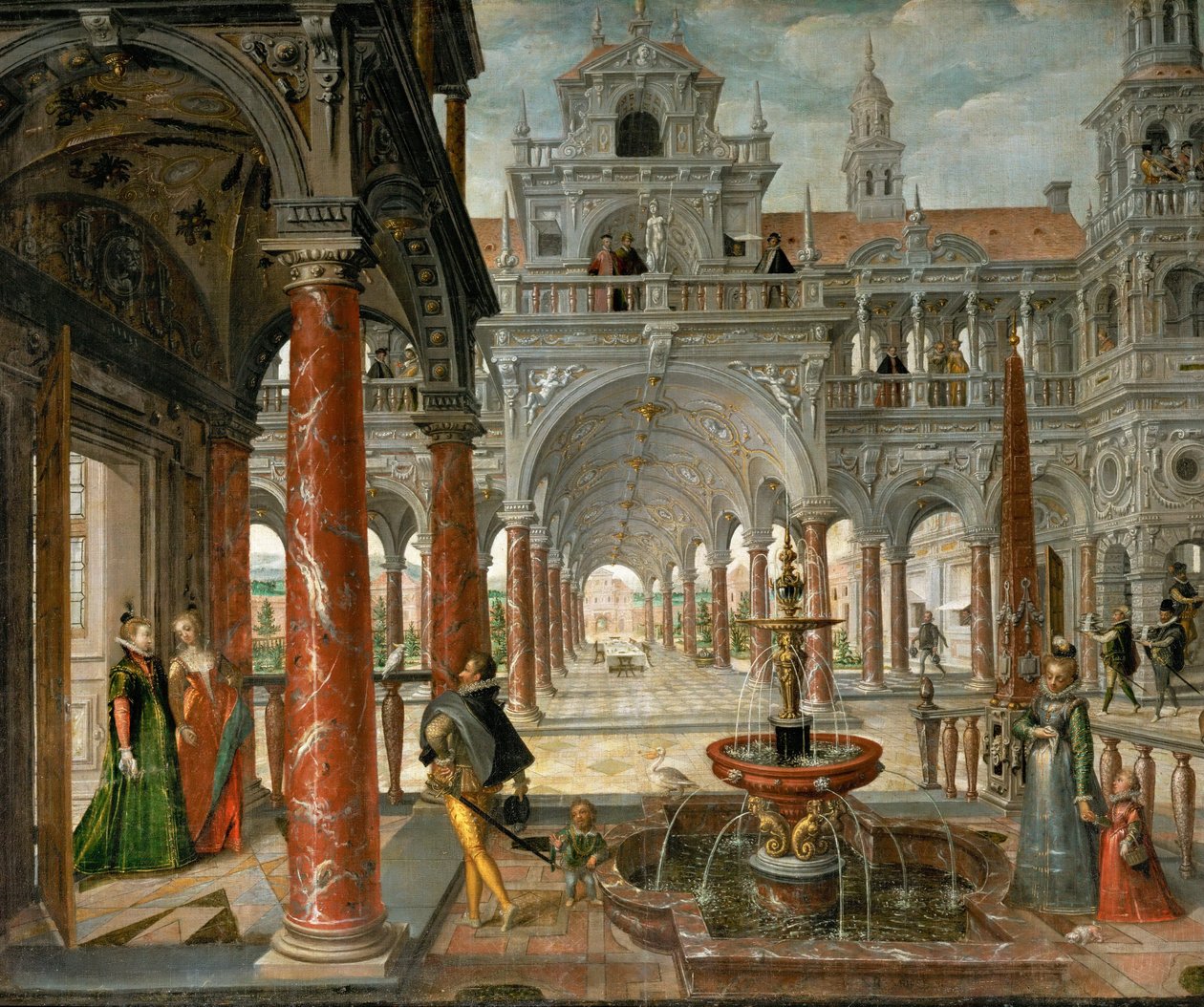 Palace with Distinguished Visitors by Hans Vredeman de Vries