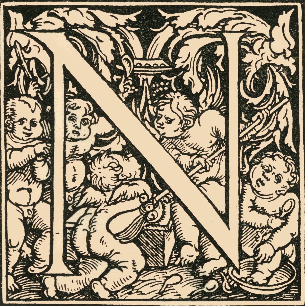 N - An Alphabet by Hans Weiditz, c1520-1521 by Hans Weiditz