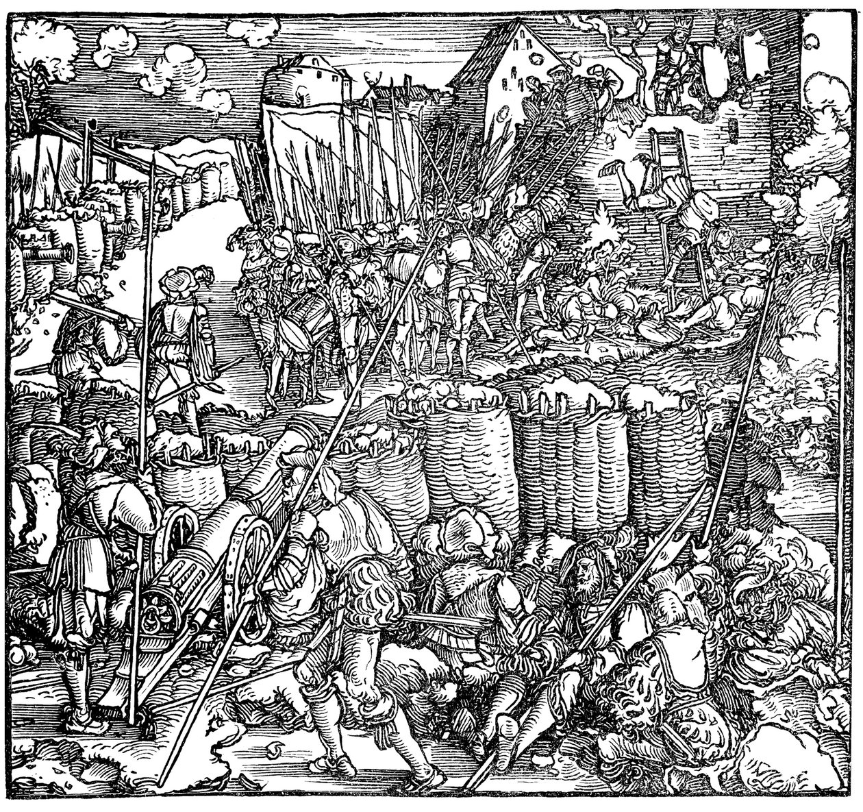 Siege of a fortress. Illustration from the book Phisicke Against Fortune by Petrarch, 1532 by Hans Weiditz the Younger