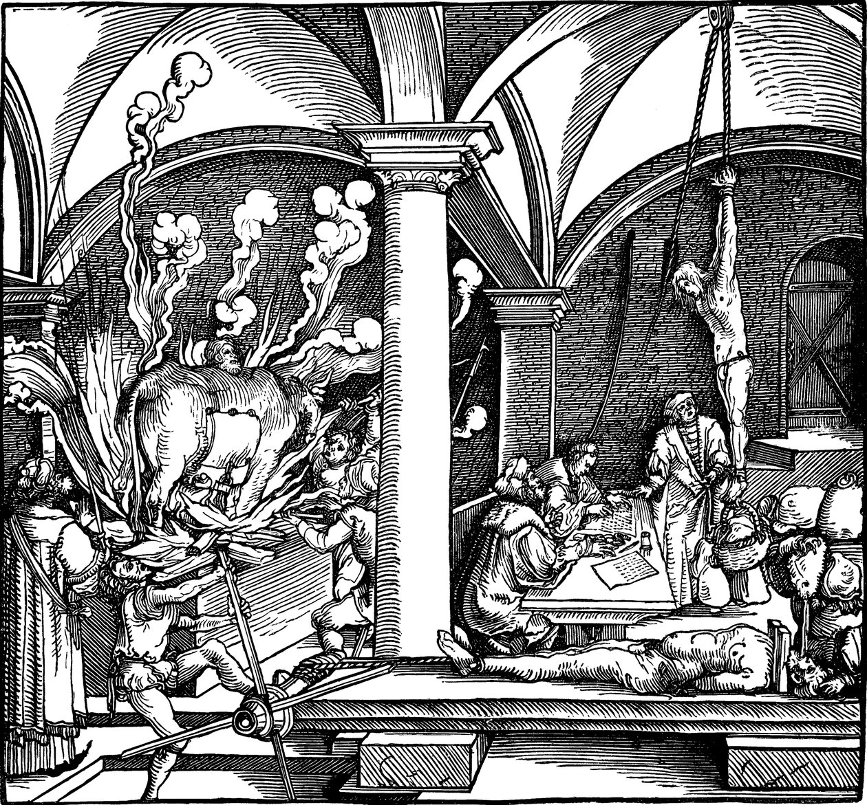 Torture. Illustration from the book Phisicke Against Fortune by Petrarch by Hans Weiditz the Younger