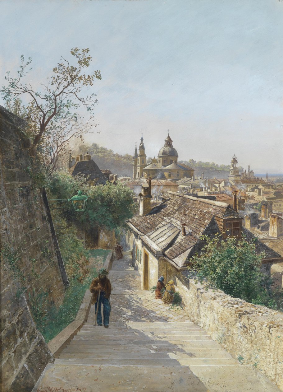 View of Salzburg Old Town from Nonnbergstiege by Hans Witt