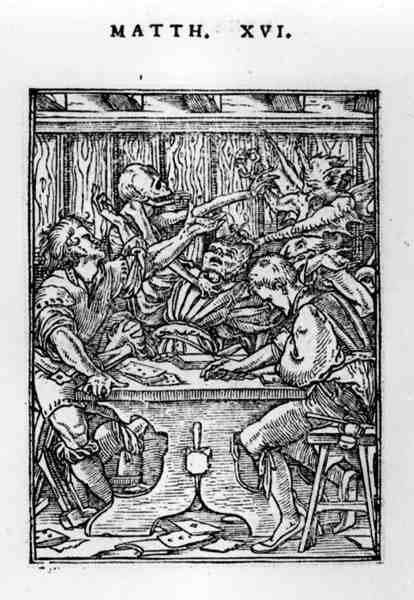 The Gamesters, from the Dance of Death series, engraved by Hans Lutzelburger (fl.1505-26) c.1526-28 by Hans after Holbein the Younger