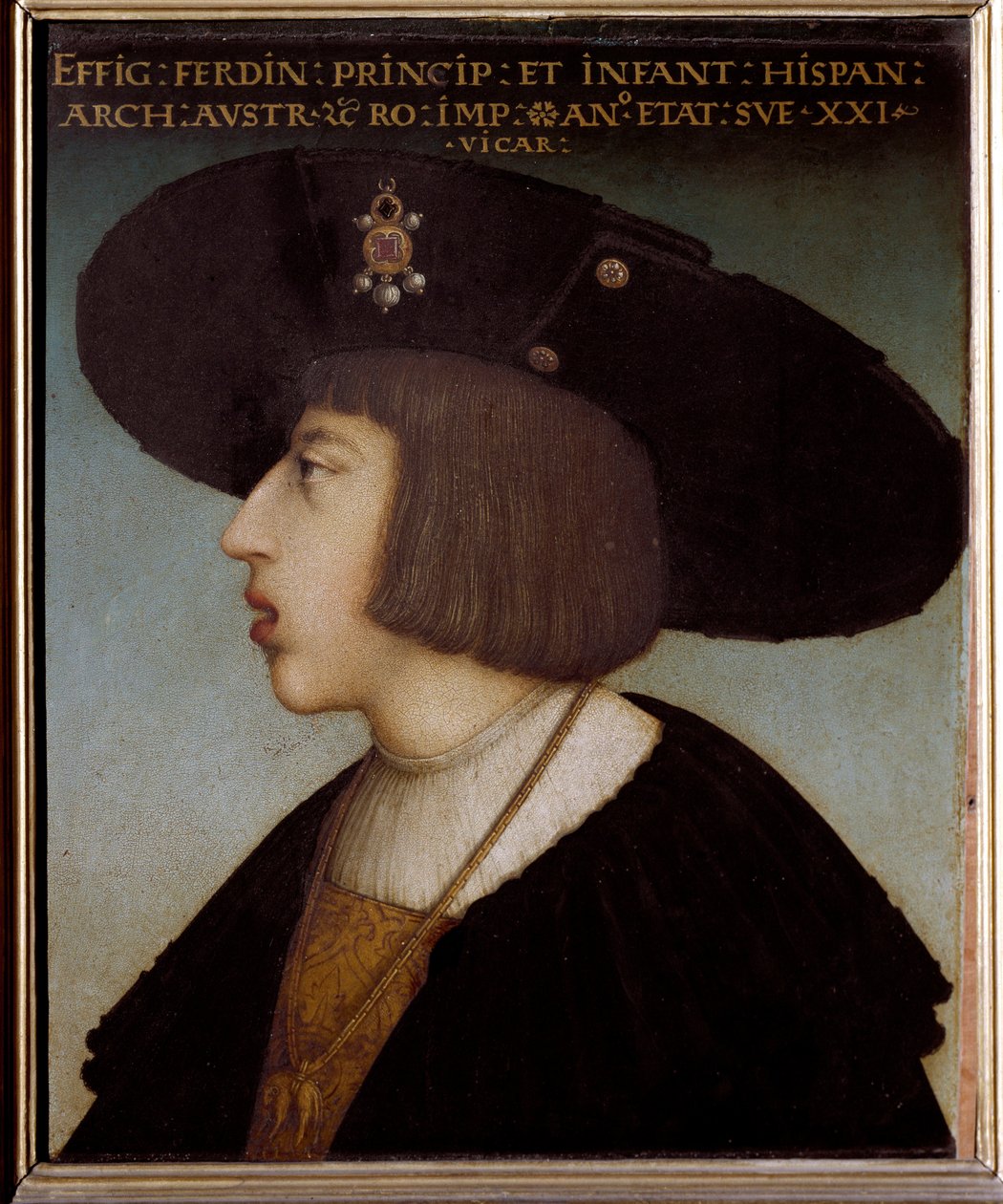 Portrait of Ferdinand I, Holy Roman Emperor and King of Bohemia and Hungary, aged 21 (wearing the collar of the Order of the Golden Fleece) by Hans or Johan Maler