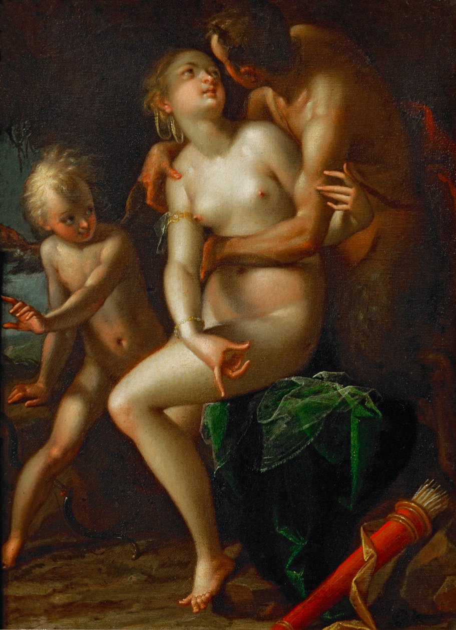 Jupiter, Antiope and Amor by Hans von Aachen