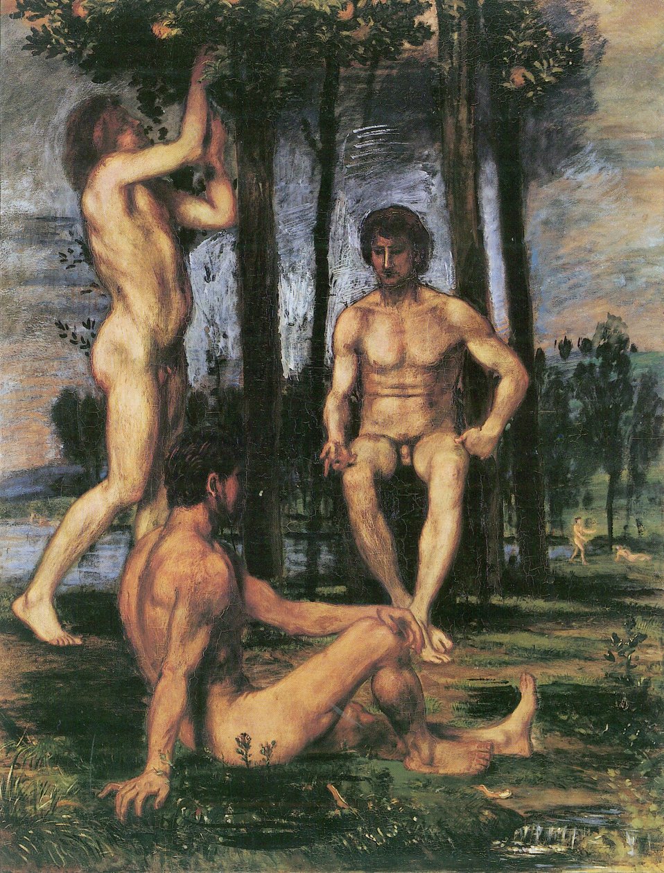 Three Young Men under Orange Trees by Hans von Marées