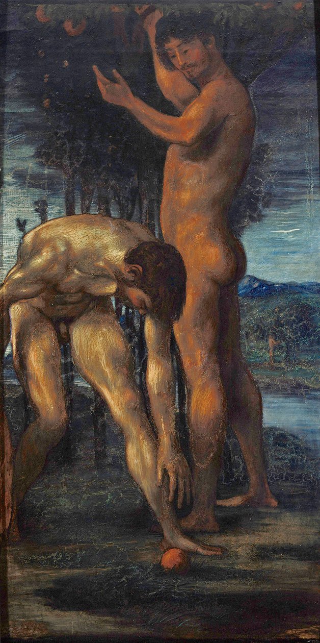 Two Male Nudes by Hans von Marées