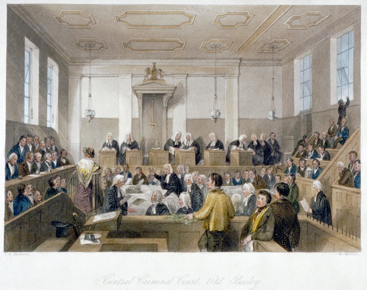 Inside the Central Criminal Court, Old Bailey, with a Court in Session, City of London by Harden Sidney Melville