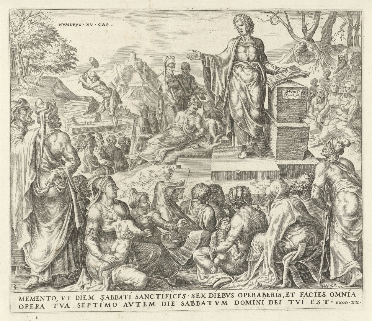 Man Gathering Wood on the Sabbath (series title: Remember the Sabbath Day, The Ten Commandments) by Harmen Jansz Muller
