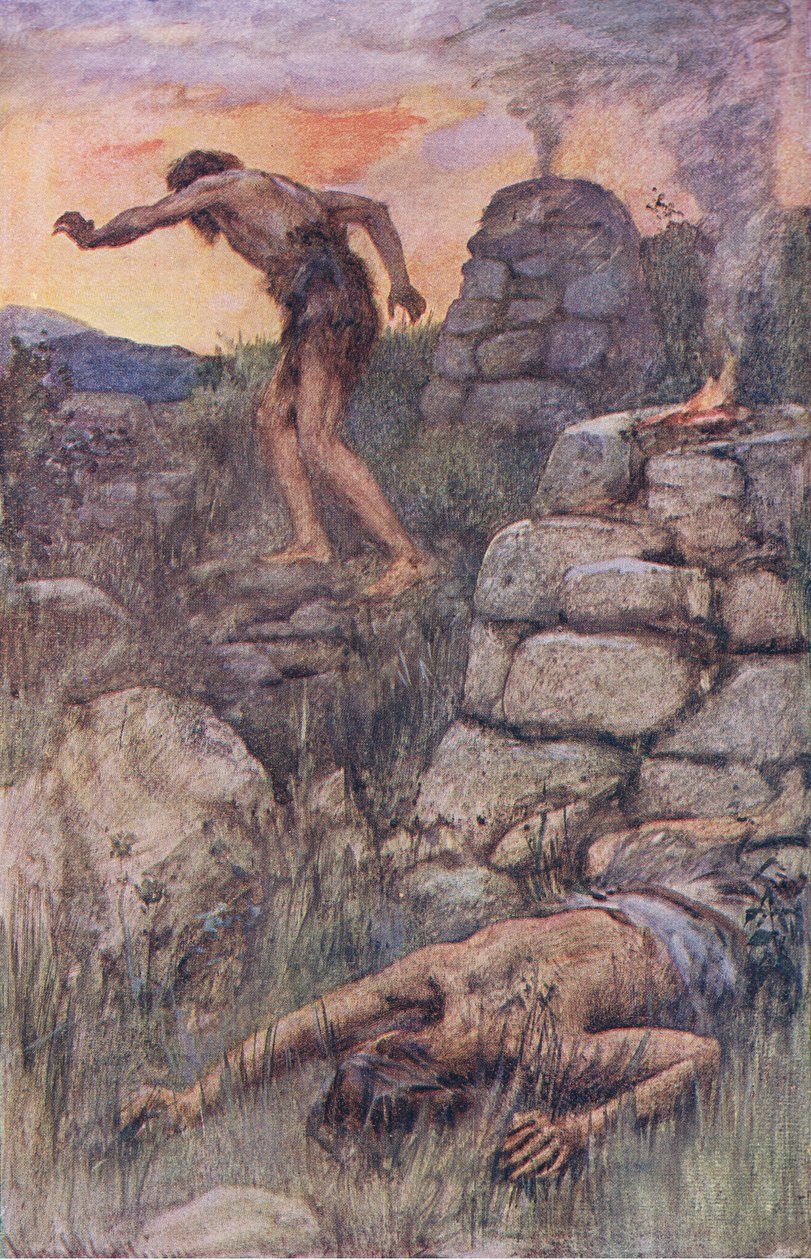 Cain and Abel (Illustration from Pictures That Teach The Crown Series, 1920) by Harold Copping