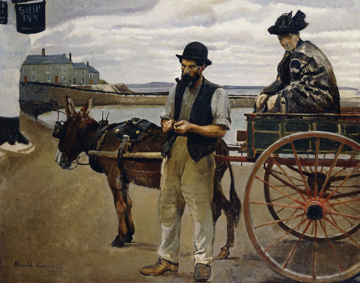Man with a Woman in a Cart by Harold Harvey