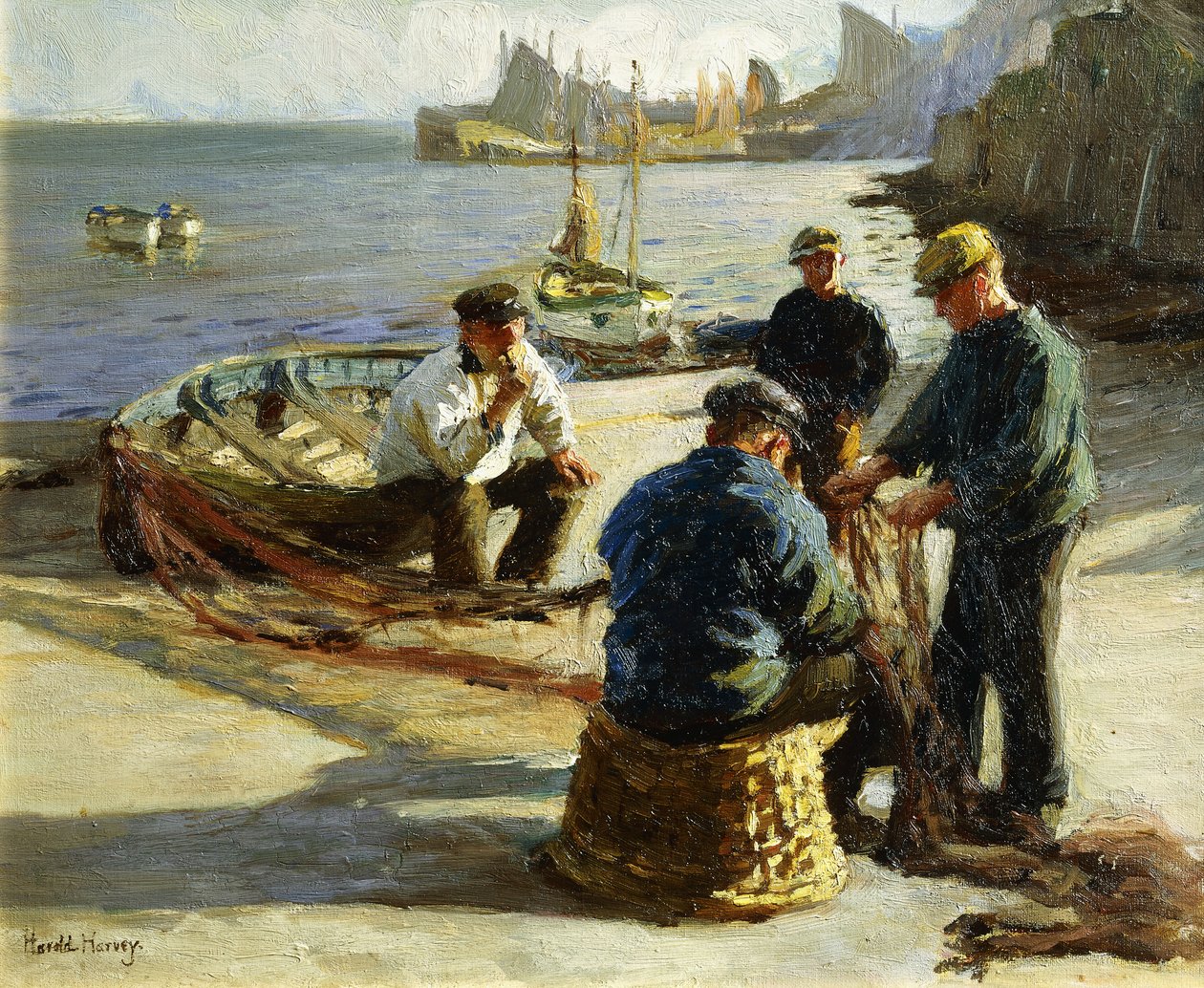 Mending the Nets, Newlyn by Harold Harvey