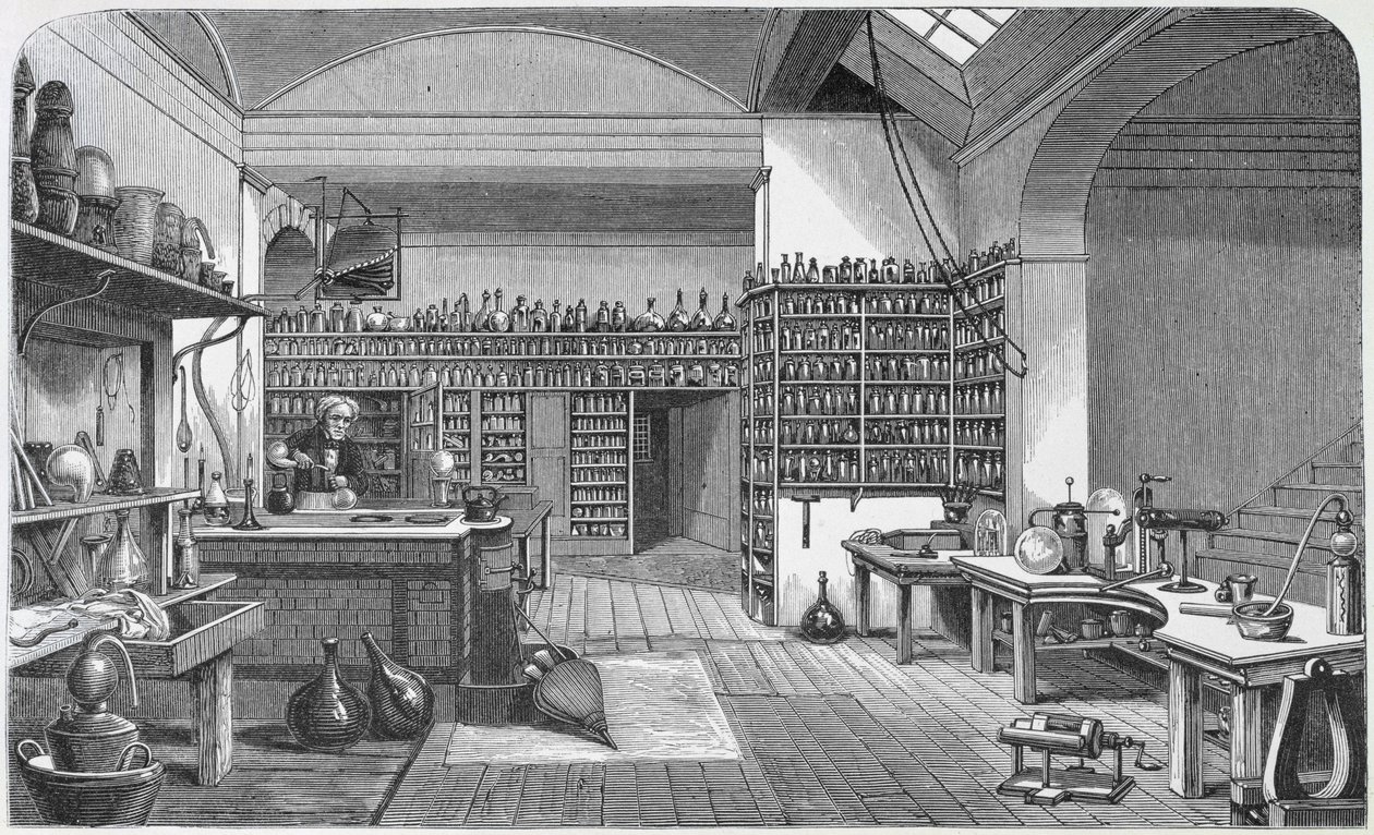 Michael Faraday in his Basement Laboratory, from Henry Bence Jones