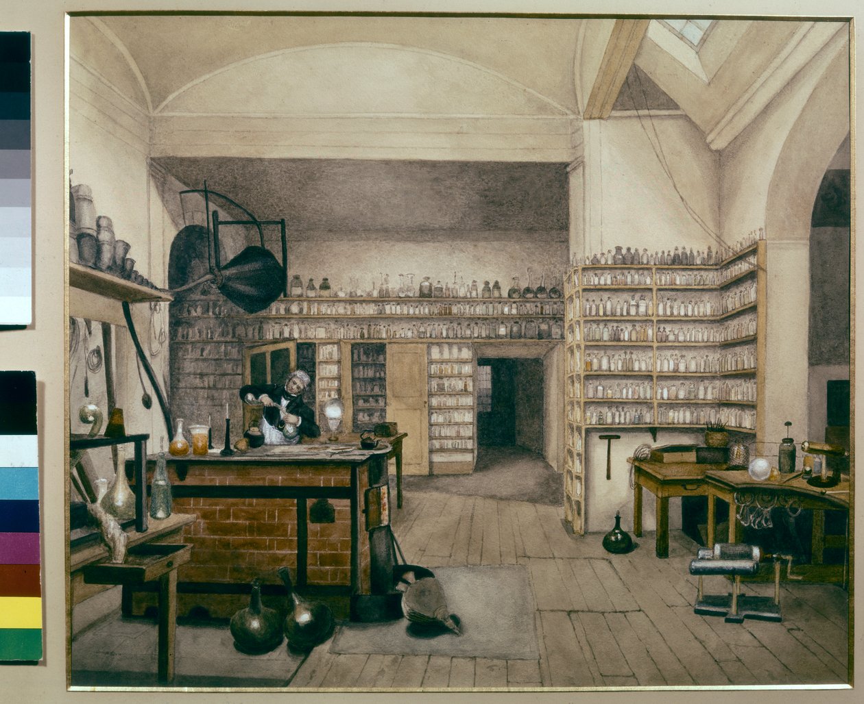 Michael Faraday at work in his laboratory in the Royal Institution by Harriet Jane Moore