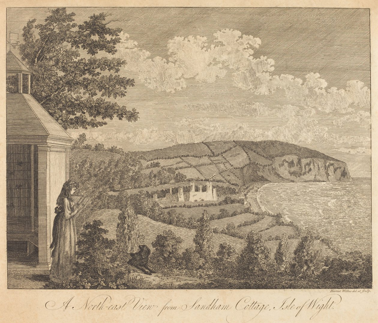 A North-East View from Sandham Cottage, Isle of Wight by Harriet Wilkes