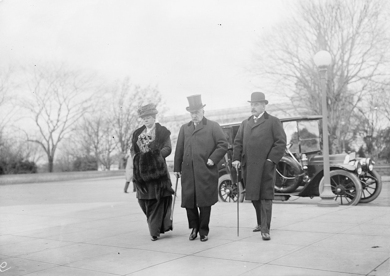 John Pierpont Morgan with his Son and Daughter Attending the Money Trust Investigation by Harris & Ewing