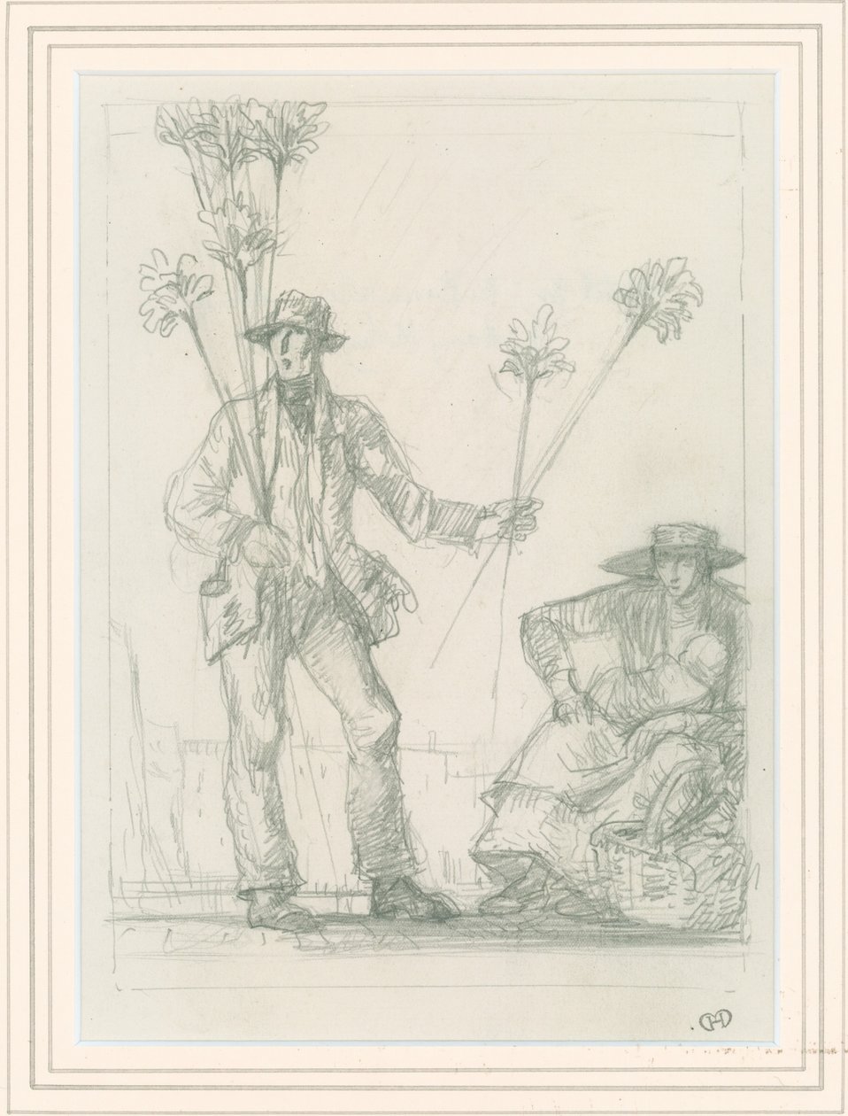 Sketch for the Broomseller, 1923 by Harry Morley