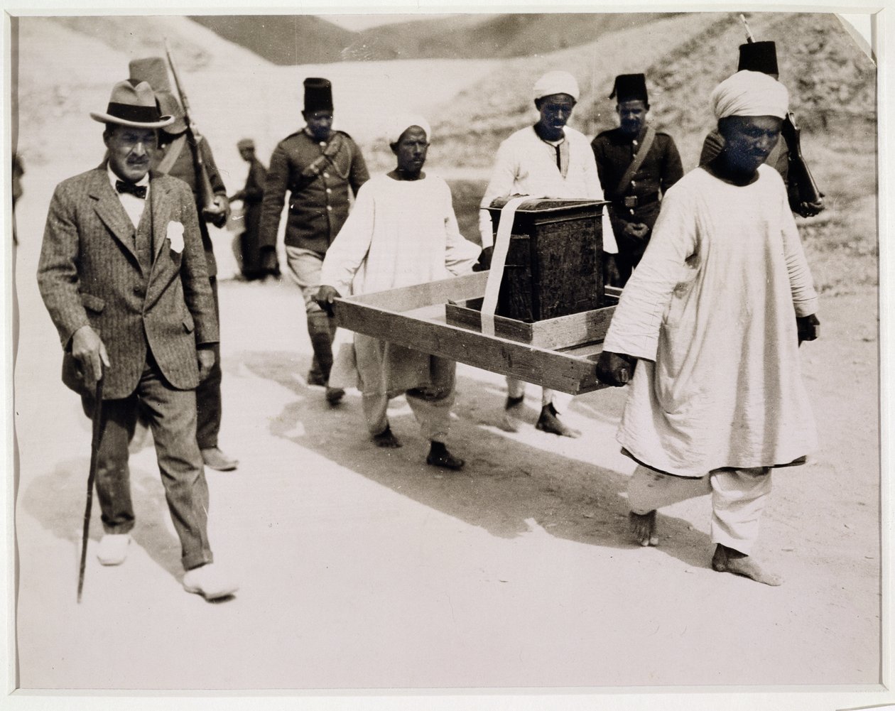 Removal of the gilt shrine from the Tomb of Tutankhamun, Valley of the Kings by Harry Burton