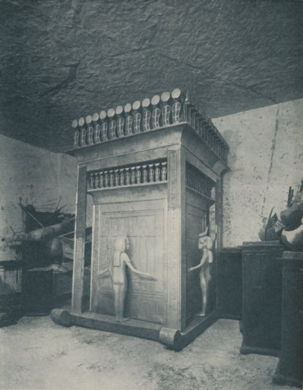 Richly Carved Canopic Shrine Glittering with Gold by Harry Burton