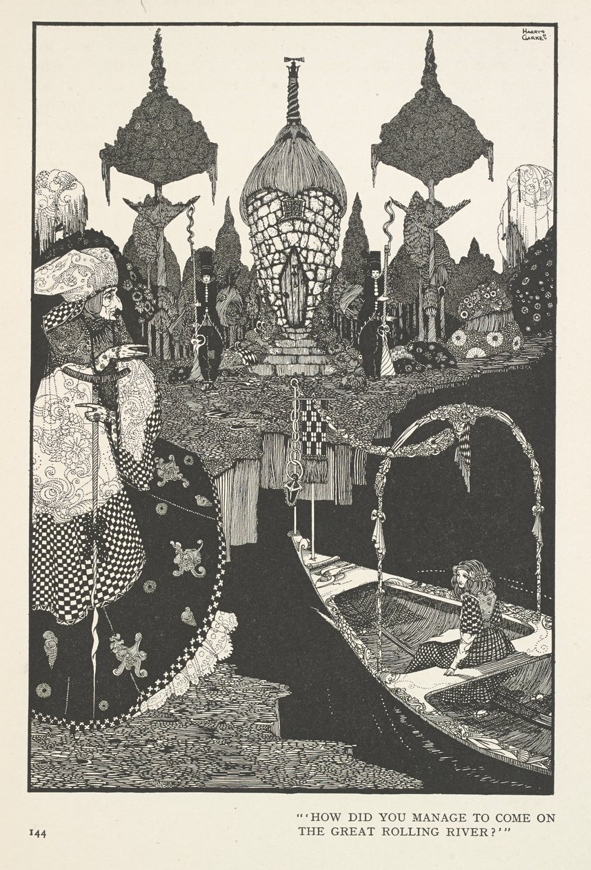 The Snow Queen. How did you manage to come on the great rolling river? by Harry Clarke