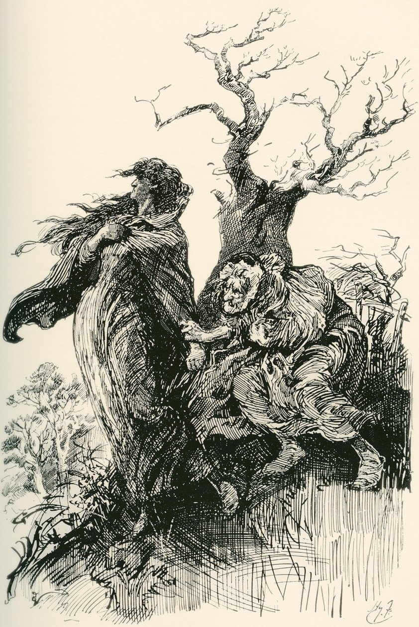 Alice Brown and Her Mother. Illustration by Harry Furniss for the Charles Dickens novel by Harry Furniss