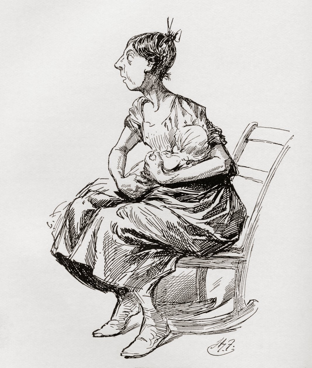 Tilly Slowboy. Illustration by Harry Furniss for the short story The Cricket on the Hearth from The Christmas Books by Charles Dickens, published in The Testimonial Edition of 1910 by Harry Furniss