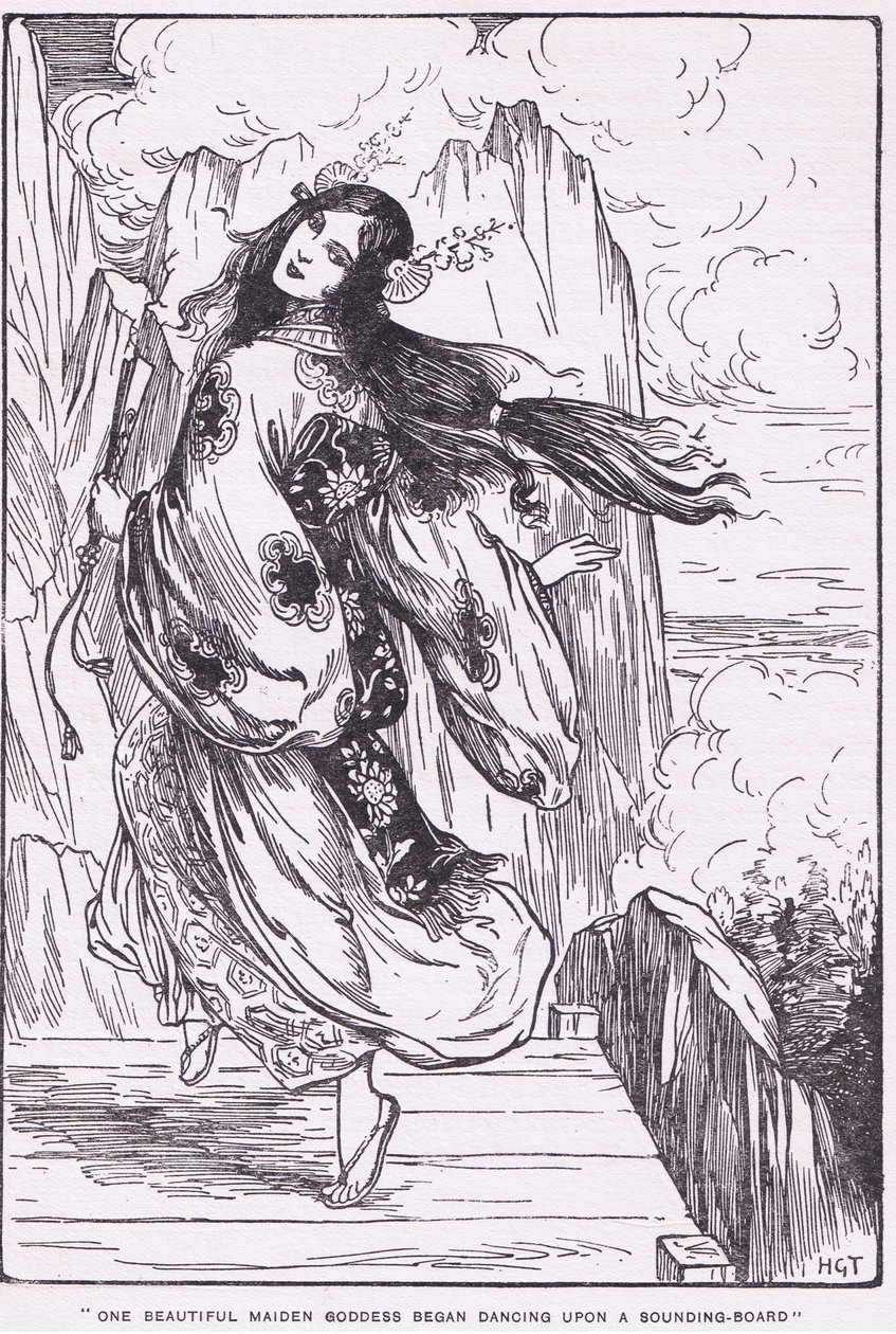 One beautiful maiden goddess began dancing on a sounding board (The Plain of the High Heaven) by Harry George Theaker