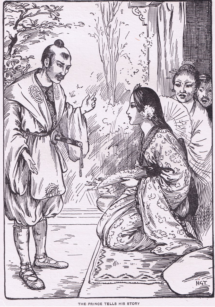 The prince tells his story (from the Daughter of the Moon) by Harry George Theaker