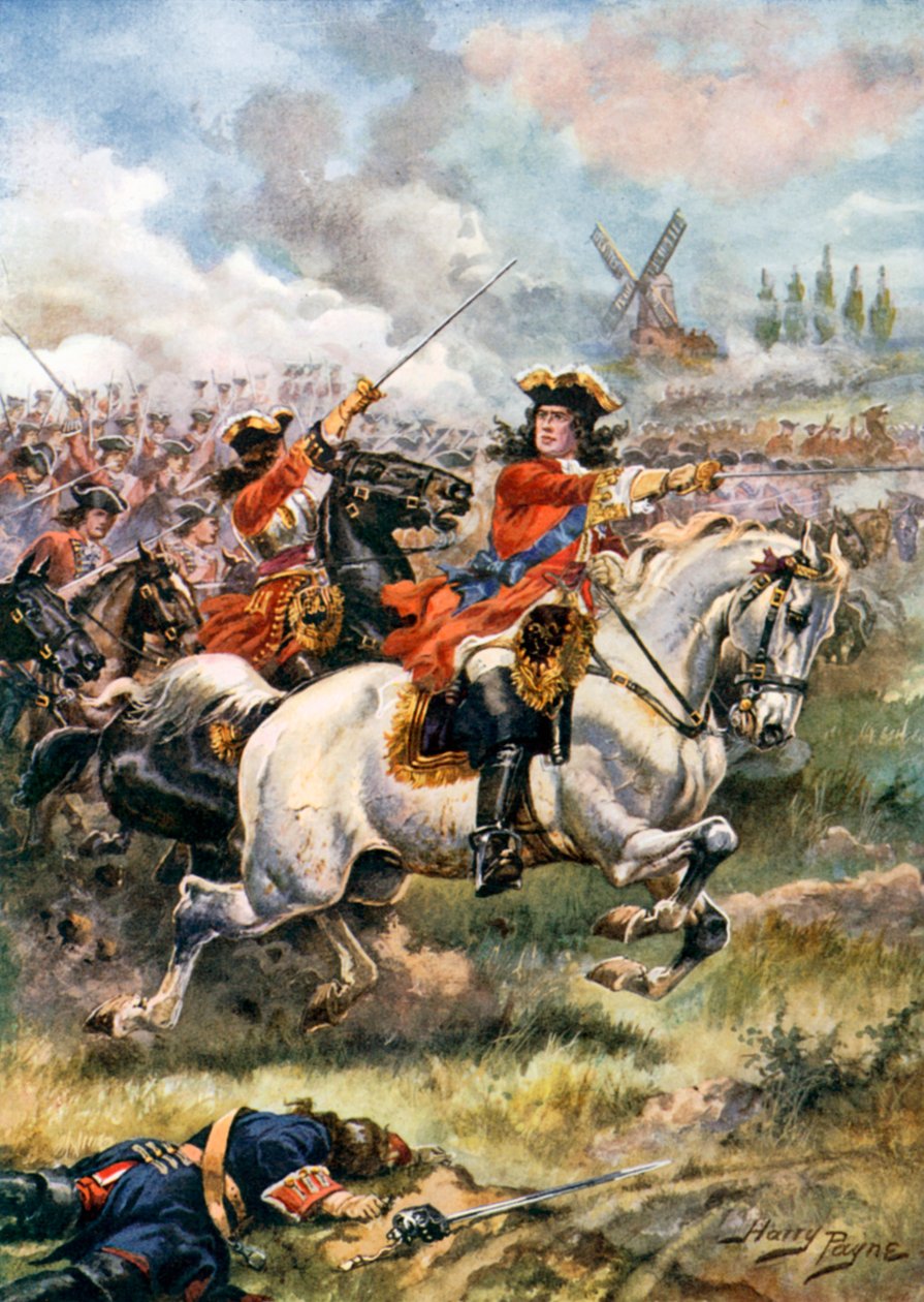 Marlborough Leading the Attack. Battle of Blenheim by Harry Payne
