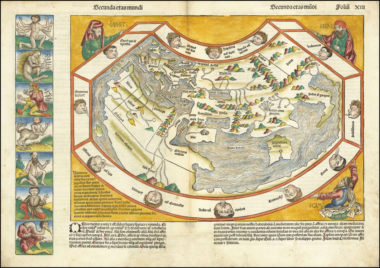 1493 map of the world - Secunda etas mundi by Hartmann Schedel