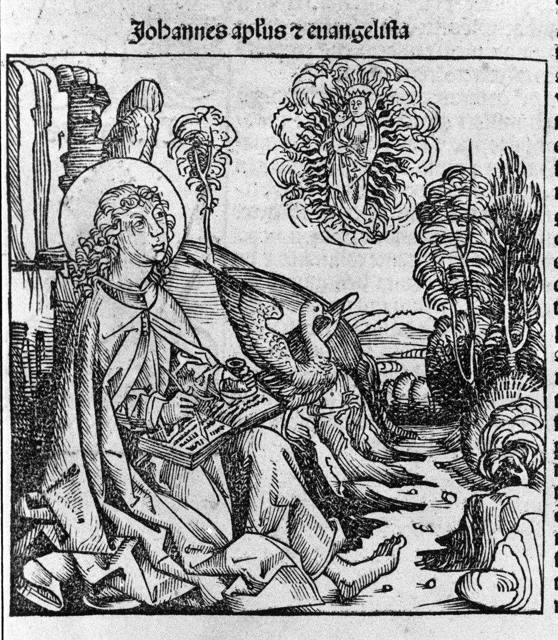 Representation of the evangelist Saint John. Engraving from 