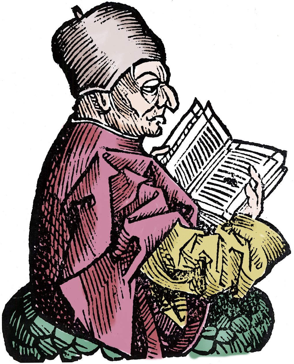 The historian and theologian Bede the Venerable (673-735). Xylography of 