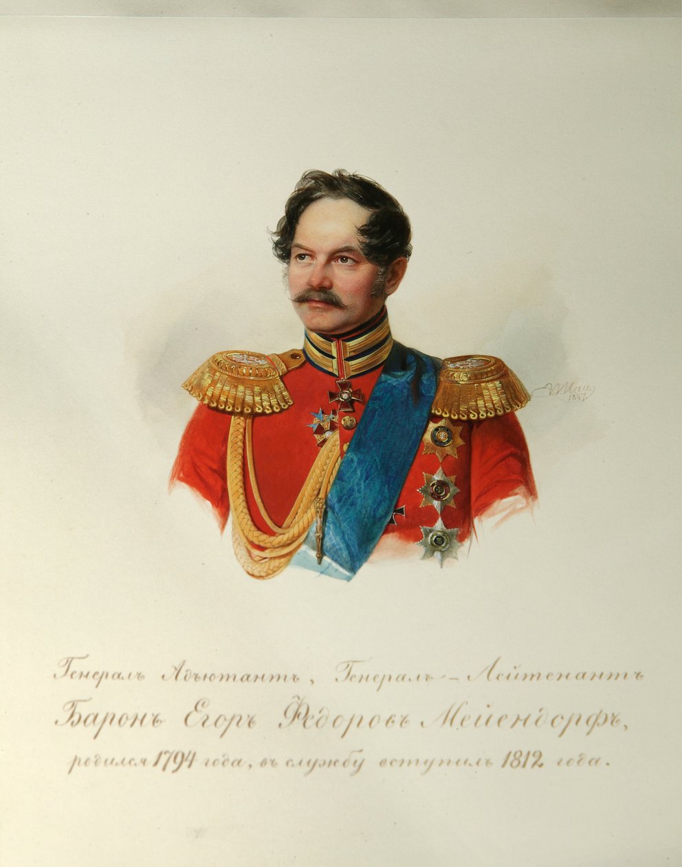 Portrait of General Yegor Fyodorovich Meiendorf 1794-1879 From the Album of the Imperial Horse Guards, 1846-1849 by Hau