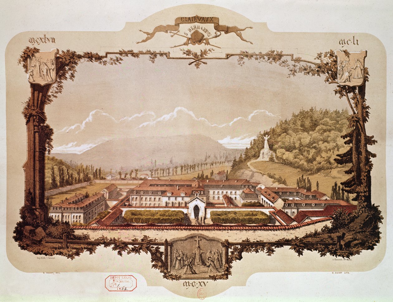 View of Clairvaux Abbey by Hector Guiot: Fine art print
