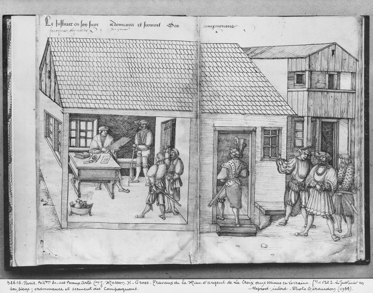 Silver Mine of La Croix-aux-Mines, Lorraine, fol.1v and fol.2, the Judge of the Mines, Edict and Oath of the Companions, c.1530 by Heinrich Gross or Groff