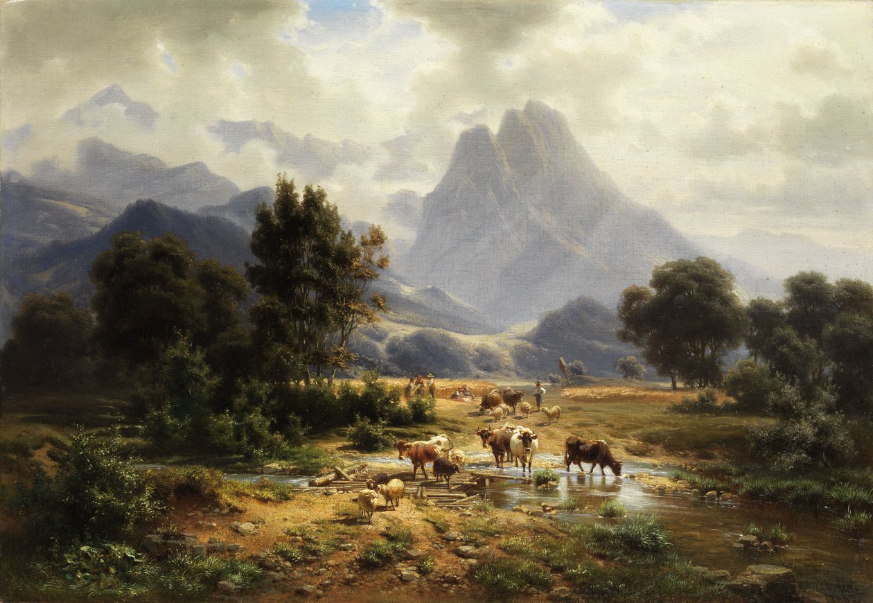 Mountain Landscape by Heinrich Hofer