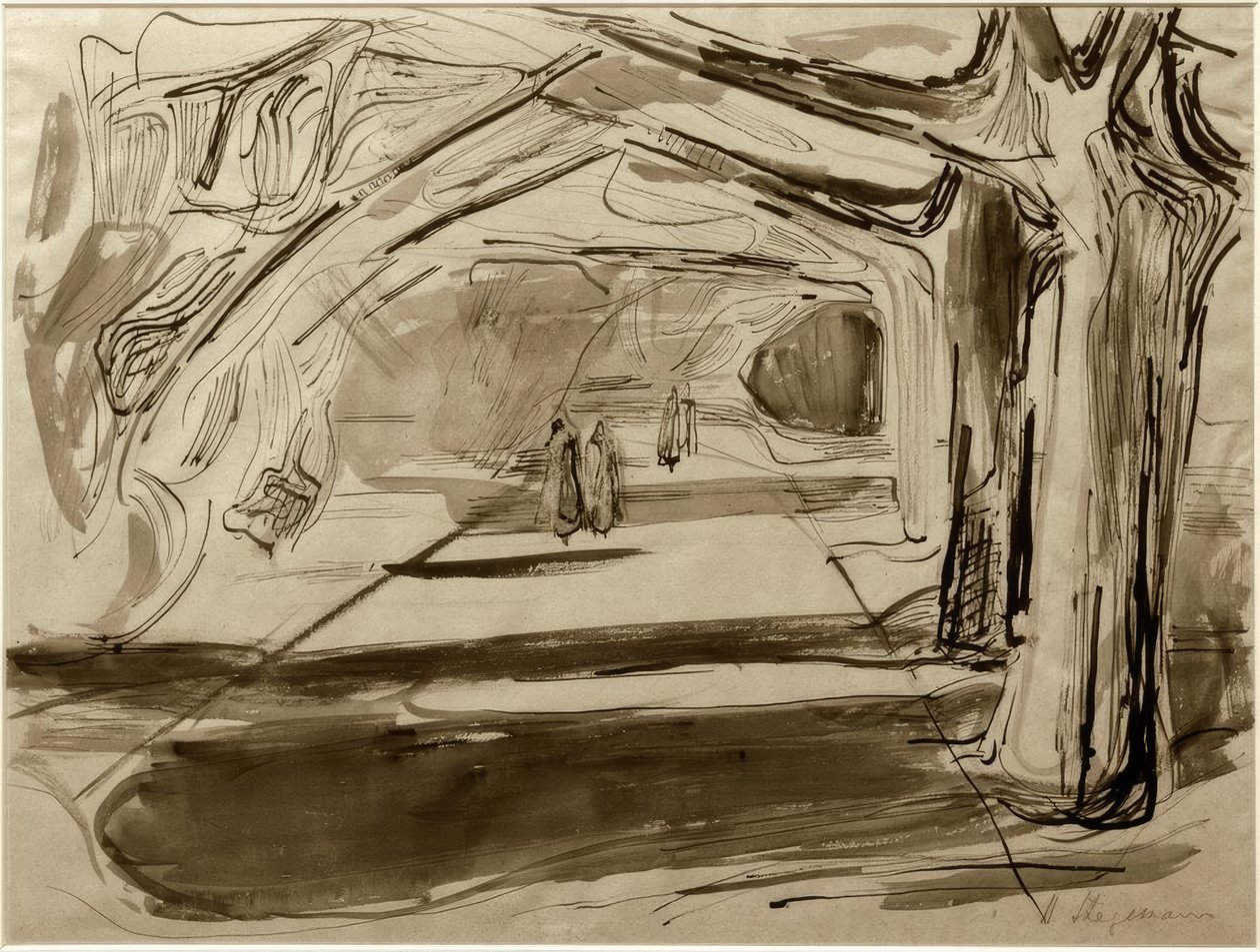 Walkers under Trees by Heinrich Stegemann