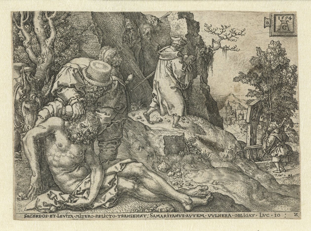 Good Samaritan Treating the Wounds (Parable of the Good Samaritan) by Heinrich Aldegrever