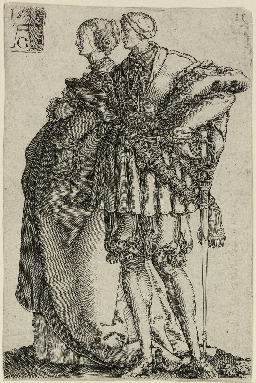 Dancing Couple, Plate Eleven from The Large Wedding-Dancers by Heinrich Aldegrever