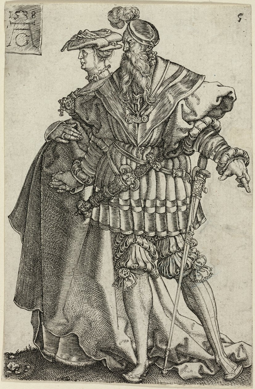 Dancing Couple (plate five from The Large Wedding-Dancers) by Heinrich Aldegrever