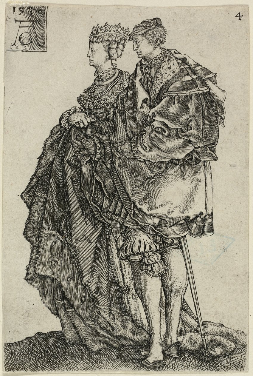 Dancing Couple, plate four from The Large Wedding-Dancers by Heinrich Aldegrever