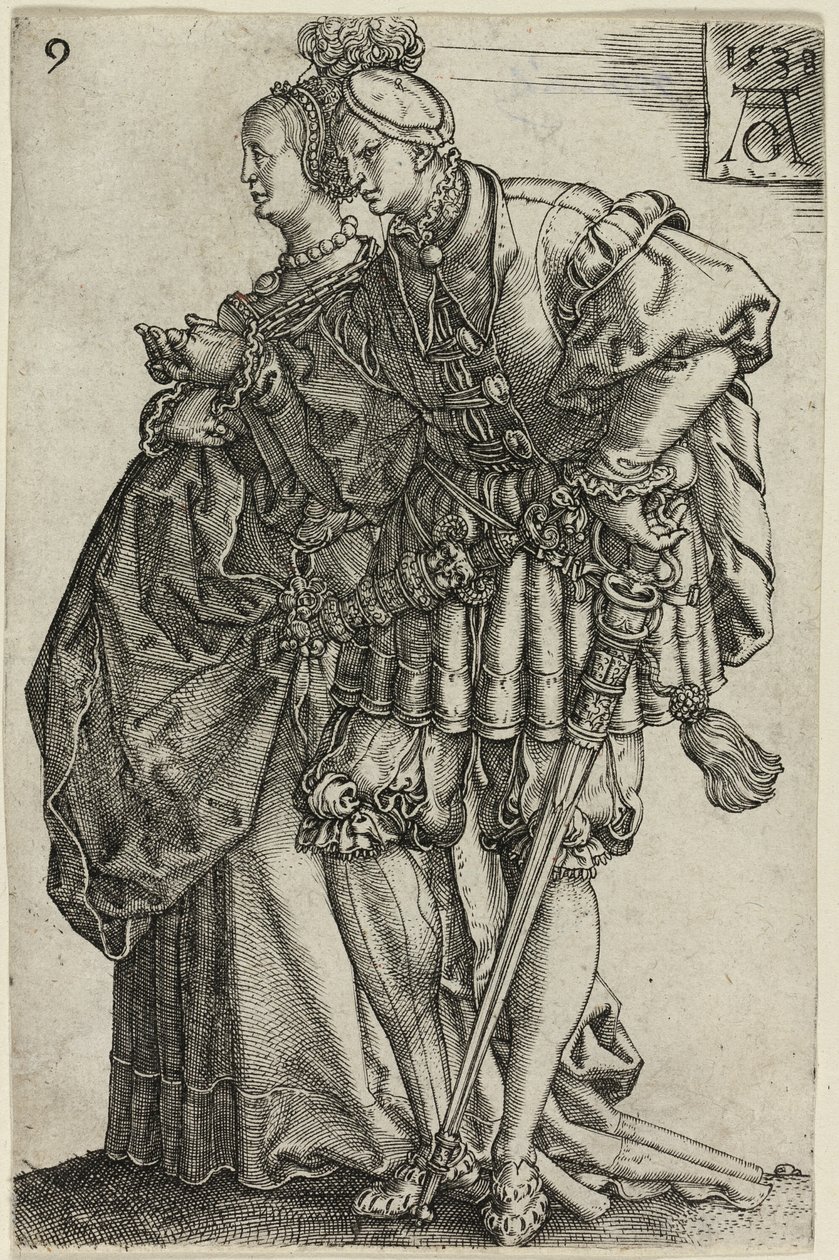 Dancing Couple, plate nine from The Large Wedding-Dancers by Heinrich Aldegrever