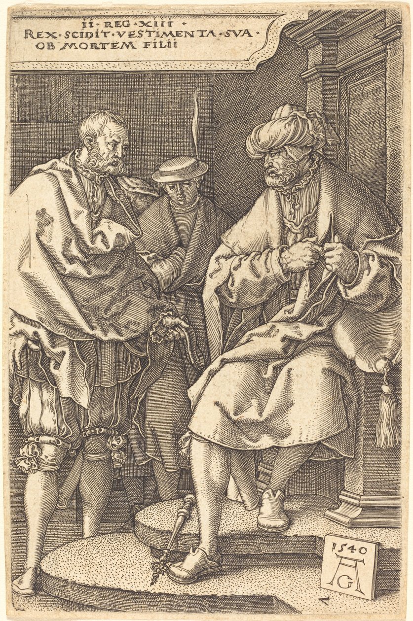 David Casting Off His Robes at the News of the Death of His Son by Heinrich Aldegrever