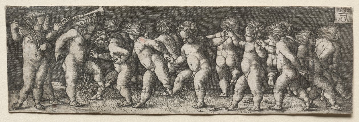 Fifteen Nude Children Dancing by Heinrich Aldegrever