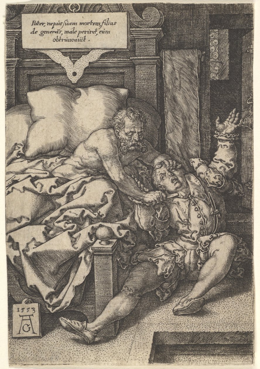 Judge Herkinbald Cutting the Throat of His Nephew by Heinrich Aldegrever