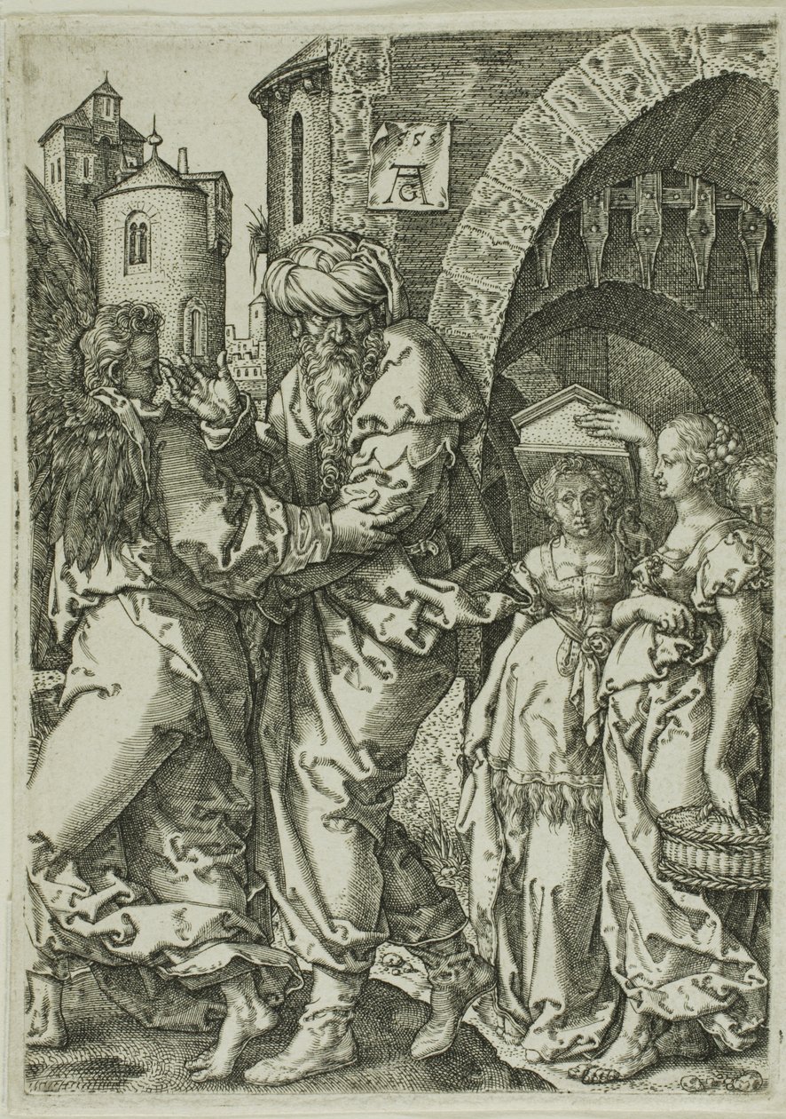 Lot and His Family Fleeing from Sodom, from The Story of Lot by Heinrich Aldegrever