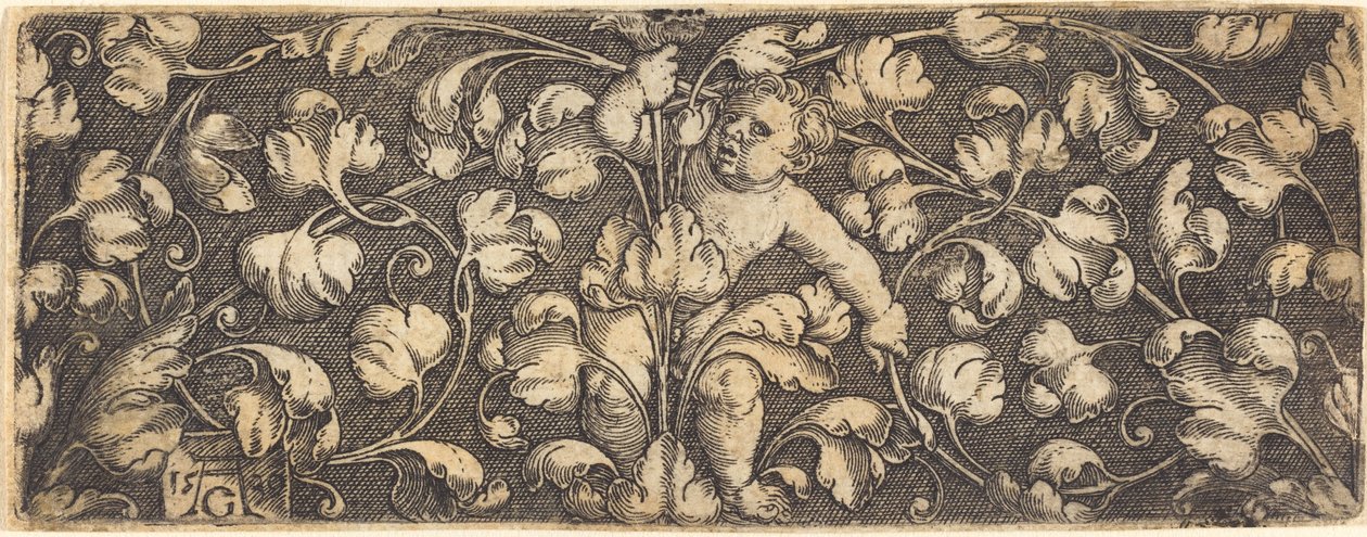 Ornament with Foliage and a Child in the Center by Heinrich Aldegrever