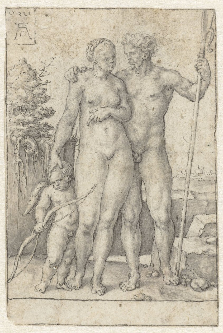 Paris, Oenone, and Cupid by Heinrich Aldegrever